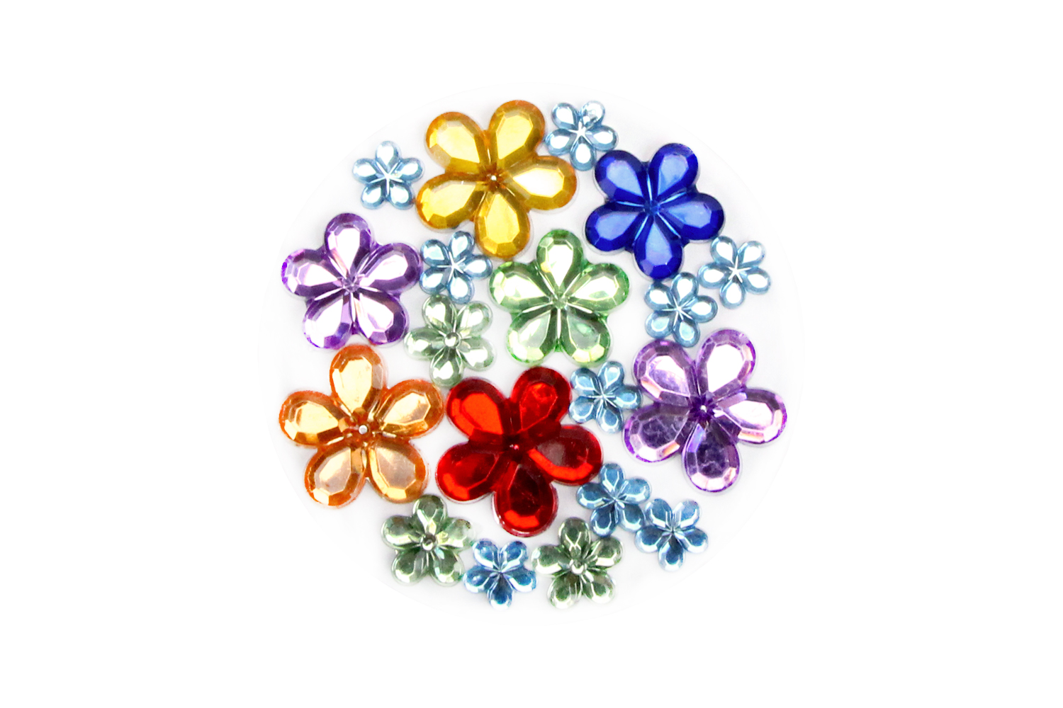 Strass fleurs multicolores – 1 set (200 strass)