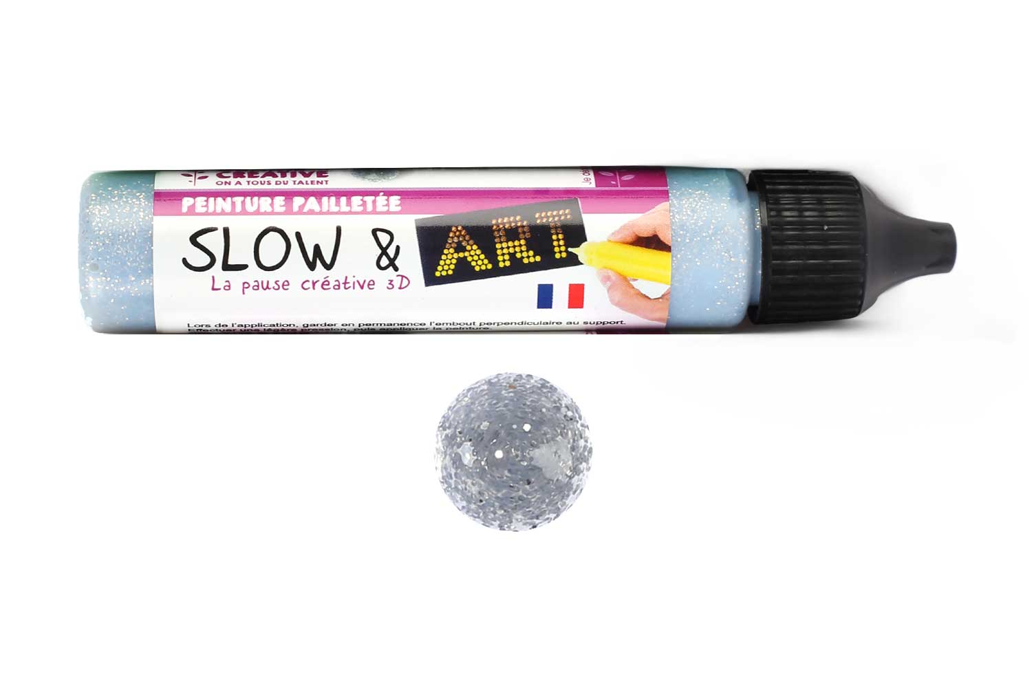 Stylos peinture 3D - Argent pailleté - 30 ml