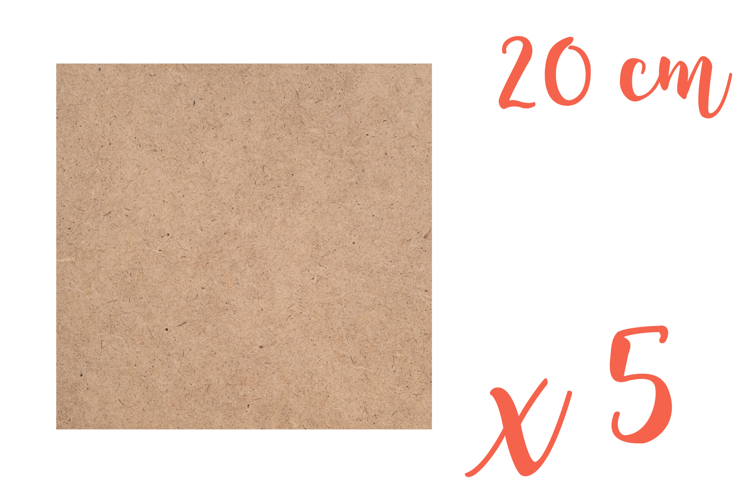 Support carré MDF 20 x 20 cm (Epaisseur : 3 mm) - Lot de 5