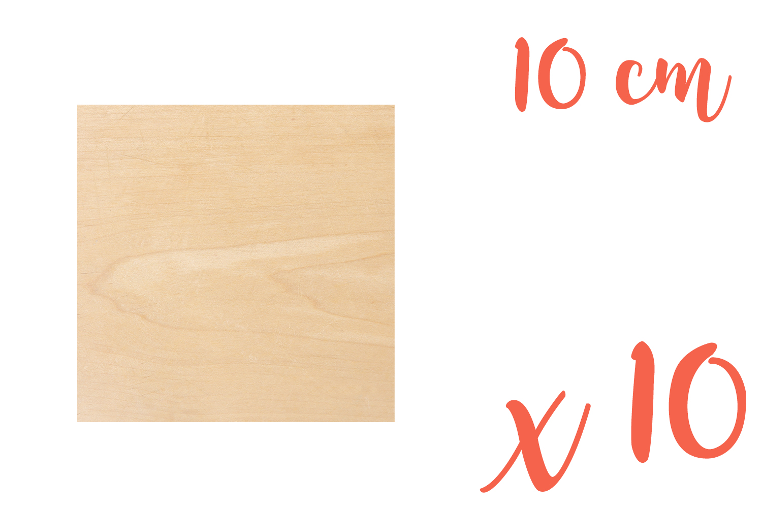 Support bois carré 10 x 10 cm (Epaisseur : 3 mm) - 10 pièces