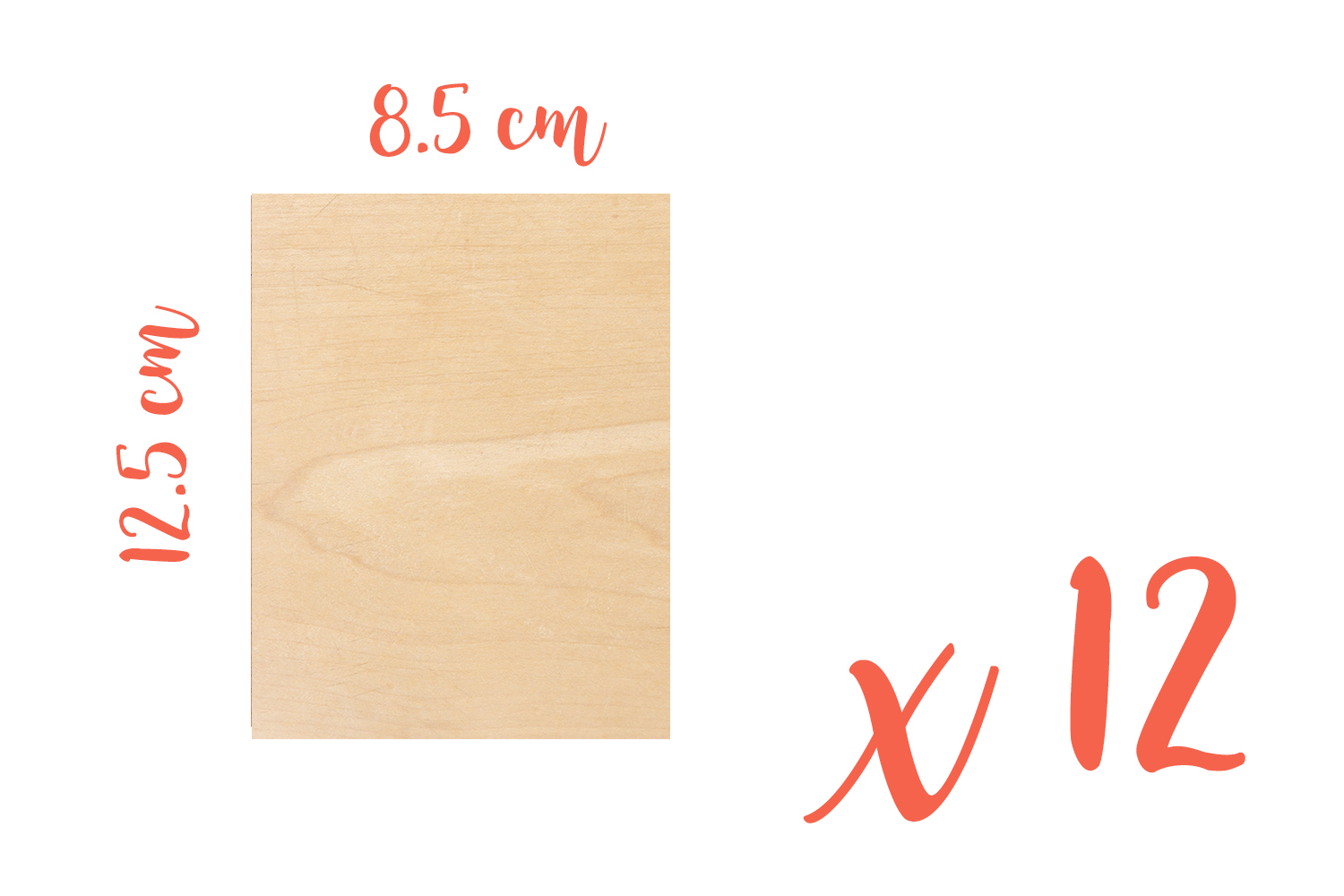 Rectangle en bois 8.5 x 12.5 cm, Ep: 3 mm - 12 pièces