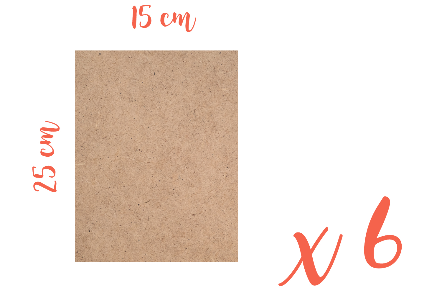 Rectangle en médium MDF 14 x 25 cm, Ep: 3 mm - 6 pièces