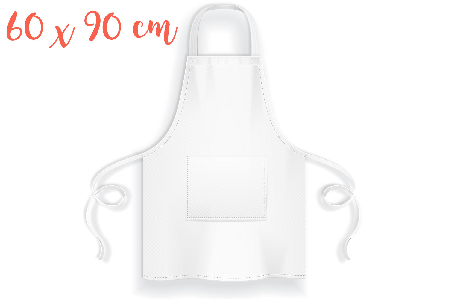 Tablier blanc, taille adulte (90 x 60 cm)