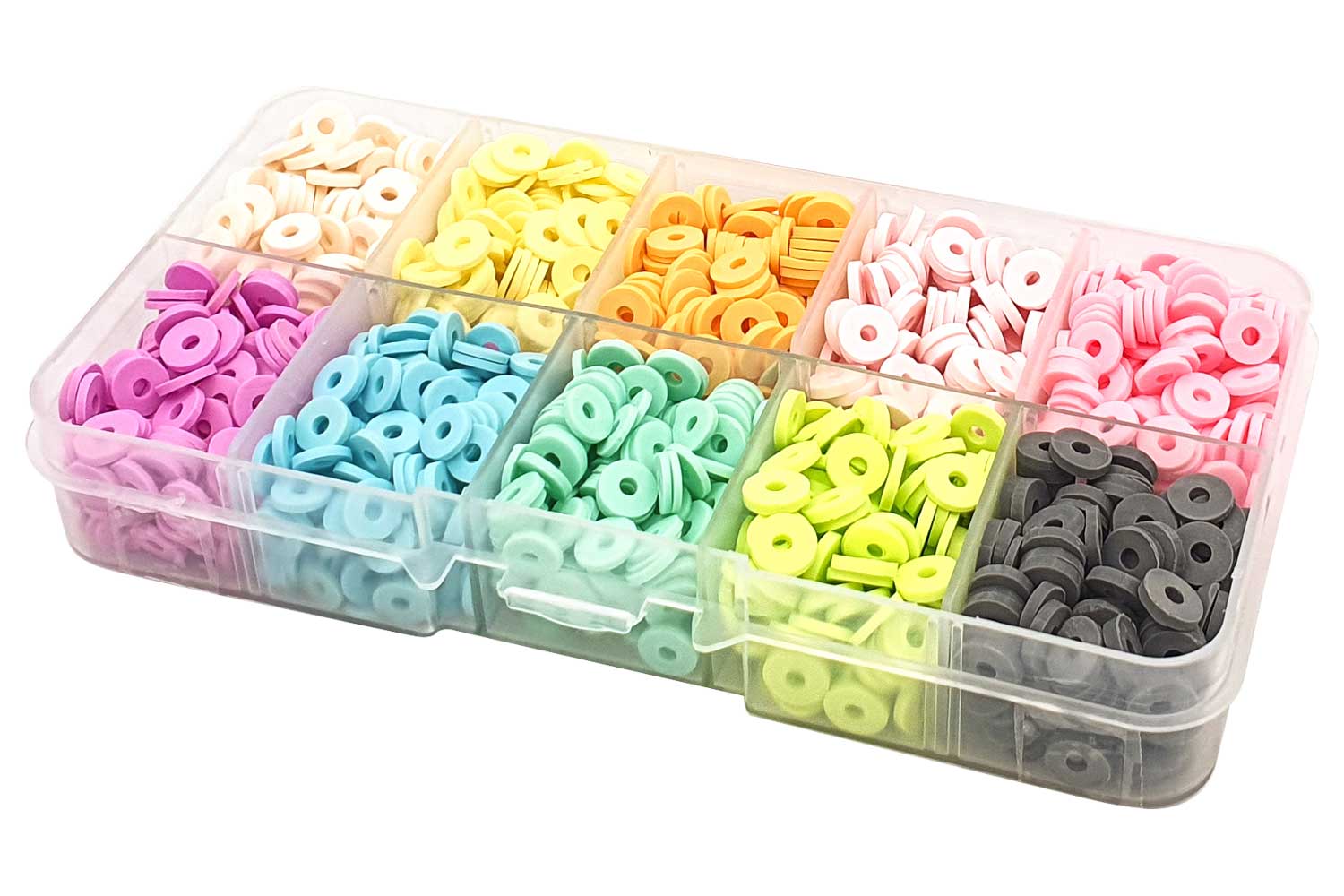 Coffret de perles heishi, 10 couleurs pastel - 1500 pcs