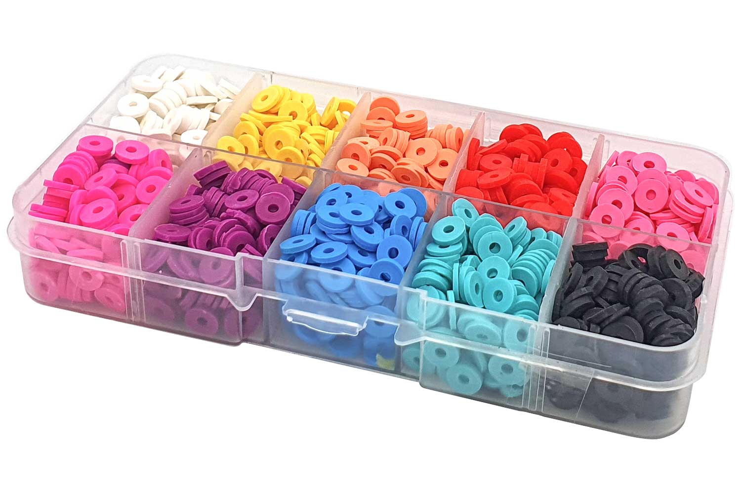 Coffret de perles heishi, 10 couleurs vives - 1500 pcs