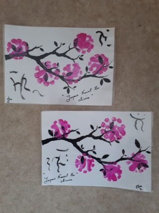 fleurs de cerisiers - Peinture - 10doigts.fr
