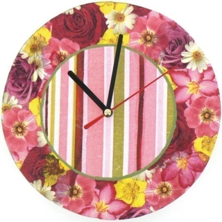 Horloge fleurie - Vernis collage papiers, serviettes - 10doigts.fr