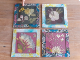 Dessous de plat en fleurs pressées - Vernis collage papiers, serviettes - 10doigts.fr