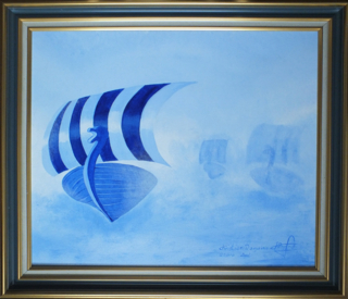 Le drakkar bleu - Peinture - 10doigts.fr