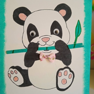 création d'un tableau pour ma fille de 4 ans qui adore les pandas - Peinture - 10doigts.fr