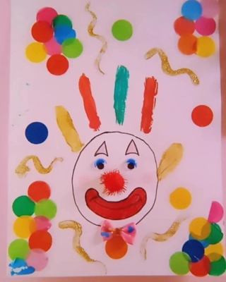 Création d'une empreinte de main pour former la tête d'un clown - Divers - 10doigts.fr