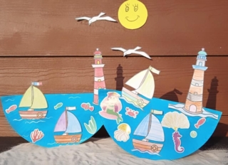 Création sur un assiette en carton sur le thème de la mer a bascule - Divers - 10doigts.fr
