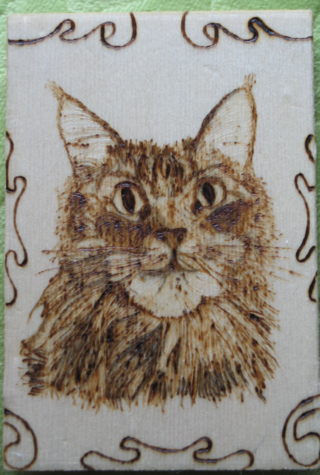 mon chat en carte de voeux - Pyrogravure - 10doigts.fr