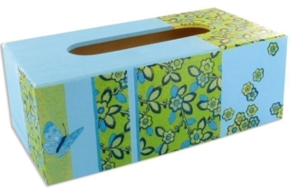 Boîte à mouchoirs champêtre - Vernis collage papiers, serviettes - 10doigts.fr