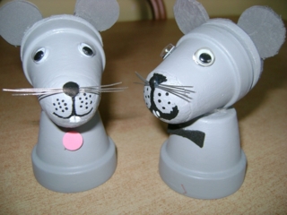 Mini la petite souris en pots en terre - Poterie - 10doigts.fr
