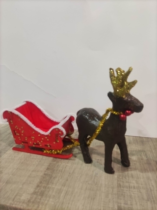 Traineau père noël et son renne - 10doigts.fr