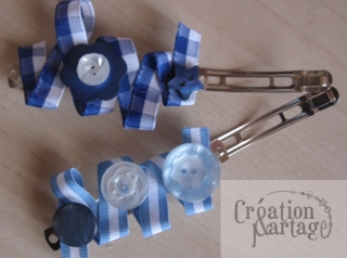 Barrettes bleues - Perles, bracelets, colliers - 10doigts.fr