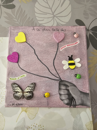 Toile coeur anniversaire - 10doigts.fr