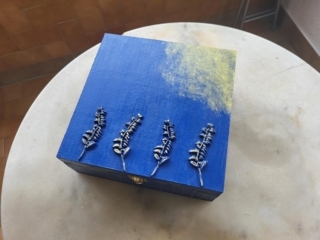 Boîte à thé bleu et or - 10doigts.fr