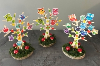 Arbre automnale et hiboux - 10doigts.fr