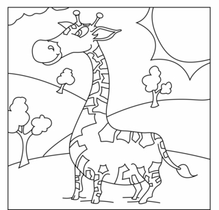 Girafe 04 - Coloriages animaux - Coloriages - 10doigts.fr