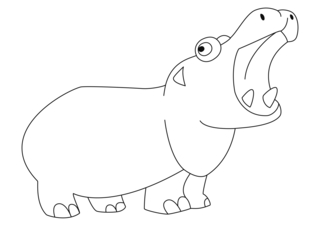 Hippopotame 06 - Coloriages animaux - Coloriages - 10doigts.fr