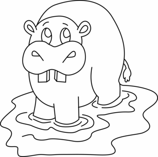Hippopotame 07 - Coloriages animaux - Coloriages - 10doigts.fr