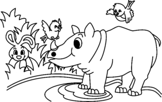 Rhinocéros 01 - Coloriages animaux - Coloriages - 10doigts.fr