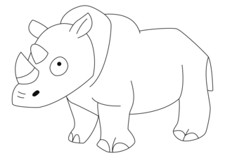 Rhinocéros 03 - Coloriages animaux - Coloriages - 10doigts.fr