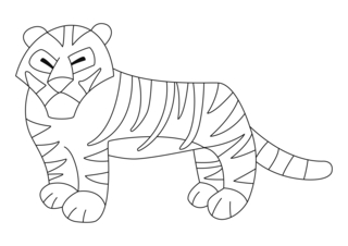 Tigre 01 - Coloriages animaux - Coloriages - 10doigts.fr