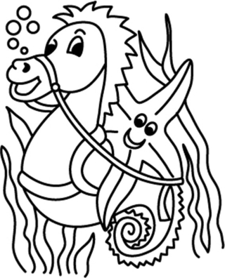 Hyppocampe 03 - Coloriages animaux - Coloriages - 10doigts.fr