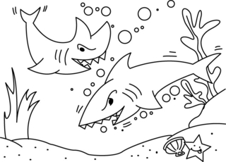 Requin 02 - Coloriages animaux - Coloriages - 10doigts.fr