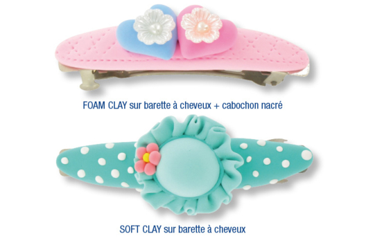 Barettes à cheveux décorées avec de la pâte à modeler SOFT CLAY - Tutos Fête des Mères - 10doigts.fr