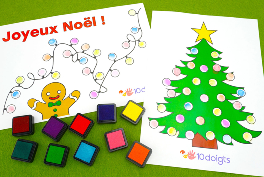 Coloriages de Noël à compléter avec les doigts - Bricolages de Noël - 10doigts.fr