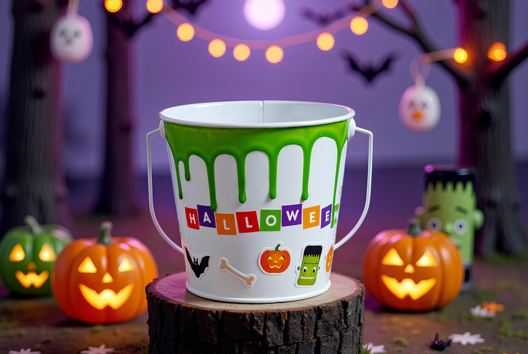 Seau à bonbons dégoulinant - Activités manuelles Halloween – 10doigts.fr - 2