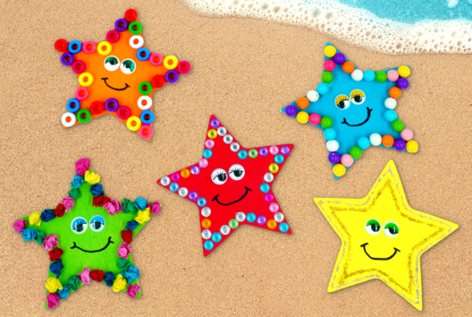 5 idées pour décorer une étoile de mer en bois - Tutos Été - 10doigts.fr