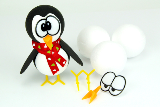 Pingouin avec des boules en polystyrène - Animaux – 10doigts.fr - 2
