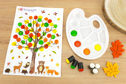arbre automne tampon peinture enfants - Activités manuelles Automne - 10doigts.fr