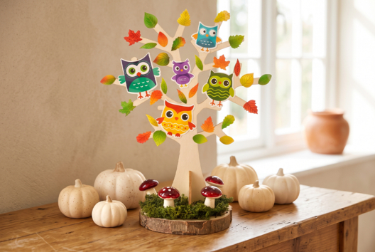 arbre d'automne avec hiboux DIY - Activités manuelles d'automne - 10doigts.fr - 2