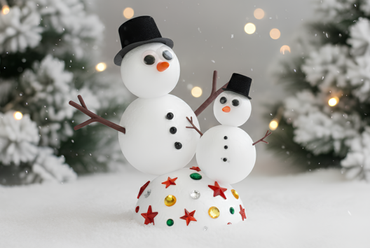 Bricolage enfant bonhommes de neige - Activités manuelles personnages de Noël - 10doigts.fr - 2