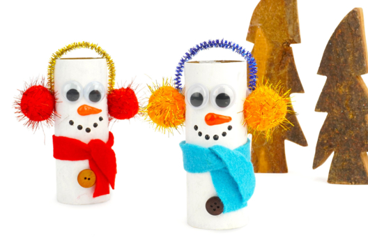 Bonhomme de neige avec un rouleau en carton - Personnages de Noël - 10doigts.fr
