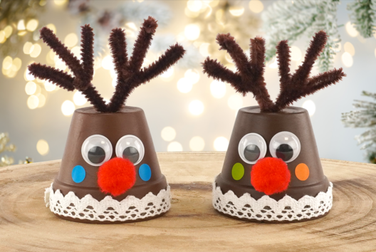Bricolage Enfant Renne Noel Pot Terre cuite - Activités manuelles personnages de Noël - 10doigts.fr - 2