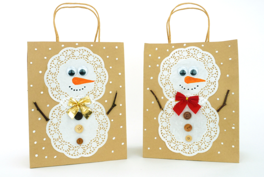 Bonhomme de neige avec un sac en papier - Emballages Créatifs – 10doigts.fr - 2