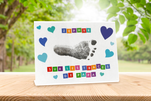 cadre empreinte de pied bébé cadeau fête des pères - Activités manuelles fête des pères - 10doigts.fr