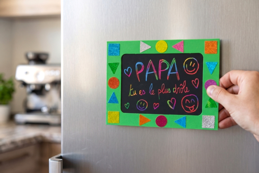 cadre magnétique fête des pères DIY enfants - Activités manuelles Fête des Mères : des idées cadeaux à fabriquer avec amour - 10doigts.fr