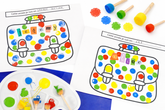 Cartable a tamponner - activite enfant rentree - Activités manuelles peinture : des créations pour tous les âges et toutes les envies - 10doigts.fr