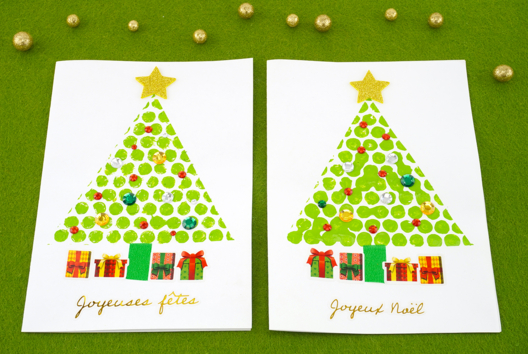 Carte de Noël avec du papier bulle - Cartes de Noël - 10doigts.fr