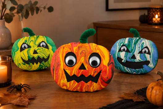 Citrouille Marbling Enfant Halloween - Activités manuelles Halloween - 10doigts.fr