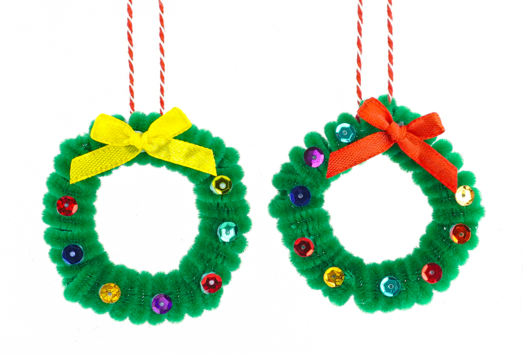 couronnes de noël en chenilles - Activités manuelles bricolages de Noël - 10doigts.fr - 2