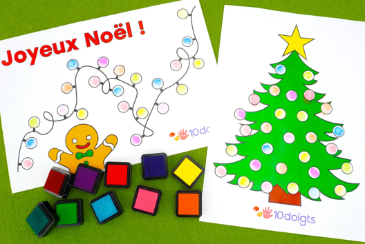 Coloriages de Noël à compléter avec les doigts - Bricolages de Noël – 10doigts.fr - 2